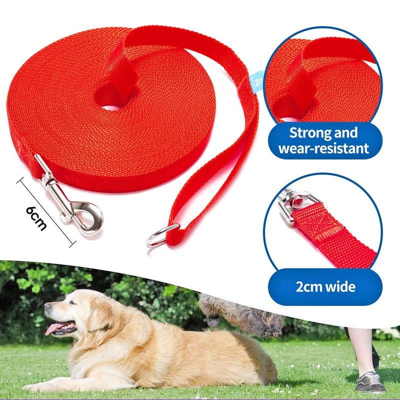 BAAPET 15/20/30/50/100 ft Long Dog Training Leash with Clickers for Small, Medium and Large Dogs or Cats (30 Feet, Red) - Image 2